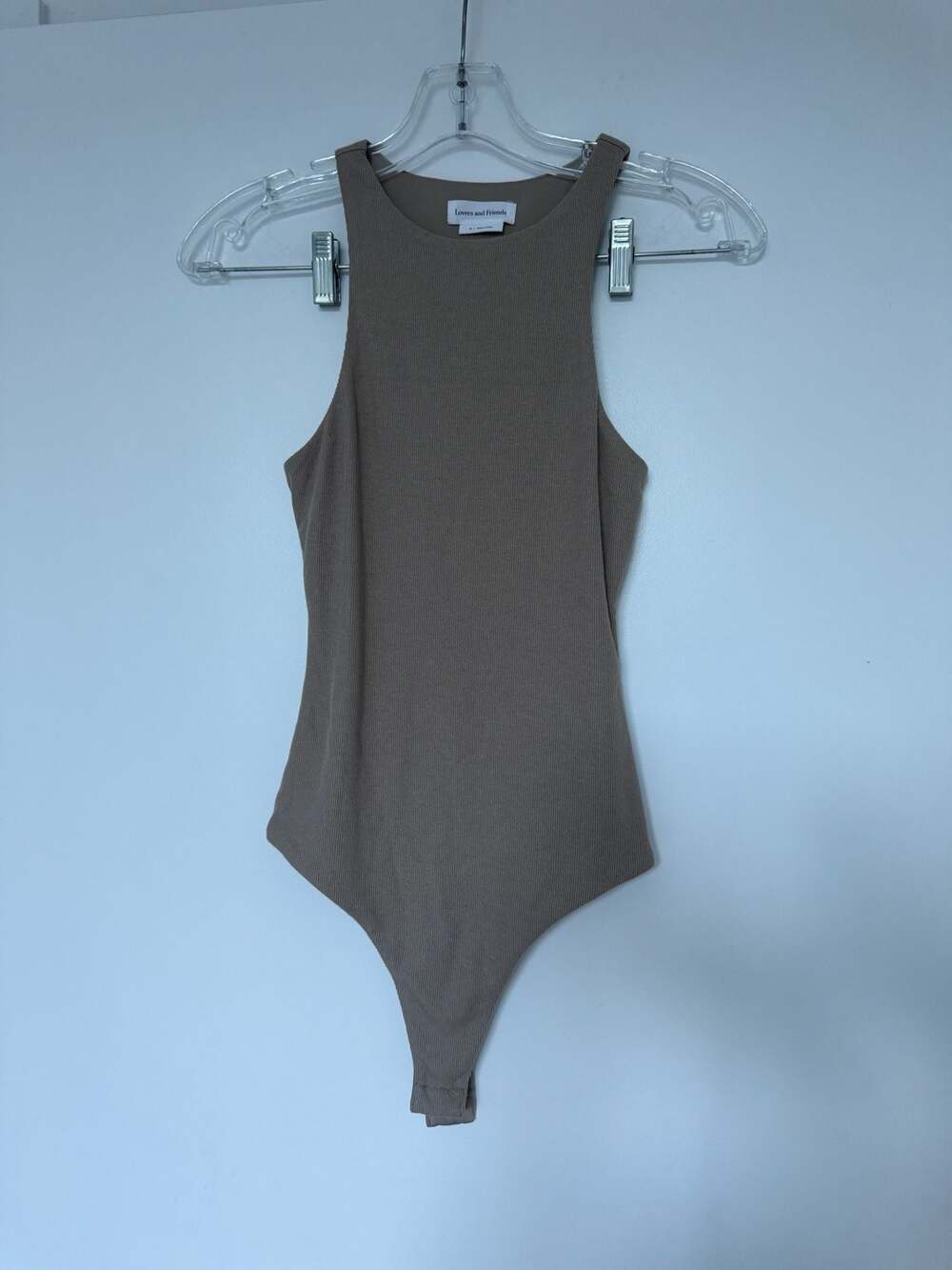 Lovers and Friends Ribbed Racerback High Neck Bodysuit in Mocha